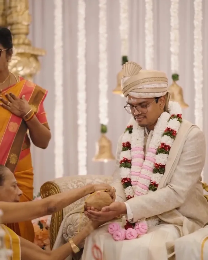 The sacred necklace being tied